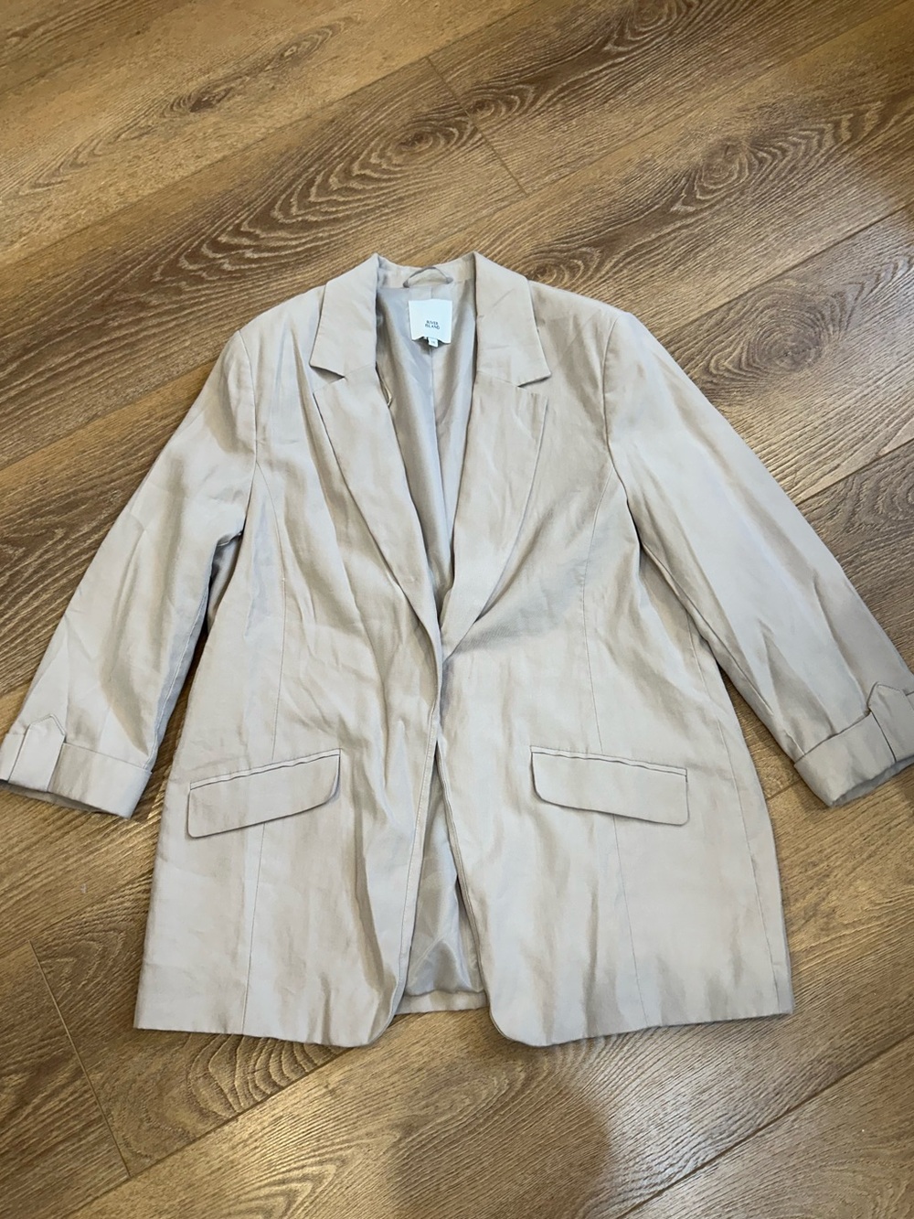 River Island Light Beige Tailored Blazer Jacket - 16 - viscose